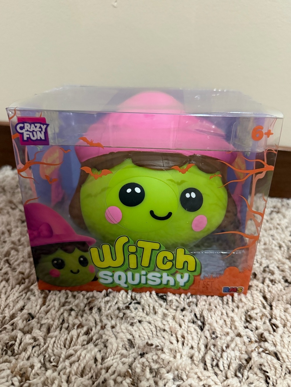 RMS RARE NEW Witch Squishy Toy - Pink & Green